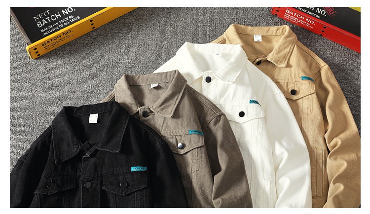 Ropa de hombre, ropa de trabajo, chaqueta corta con solapa, top informal de moda, chaqueta vaquera blanca, abrigo informal ajustado, ropa de trabajo, estilo coreano, moda de primavera y otoño._voghion.com