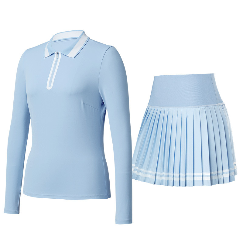 Trajes deportivos de mujeres polo camisa de mangas largas golf adelgazante tenis ropa deportiva casual tenis falda corta dos piezas