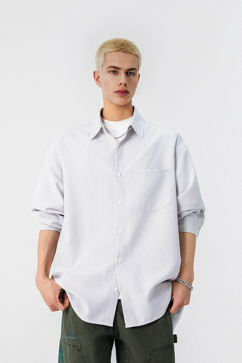 Inflation Color-Block Striped Loose Shirt