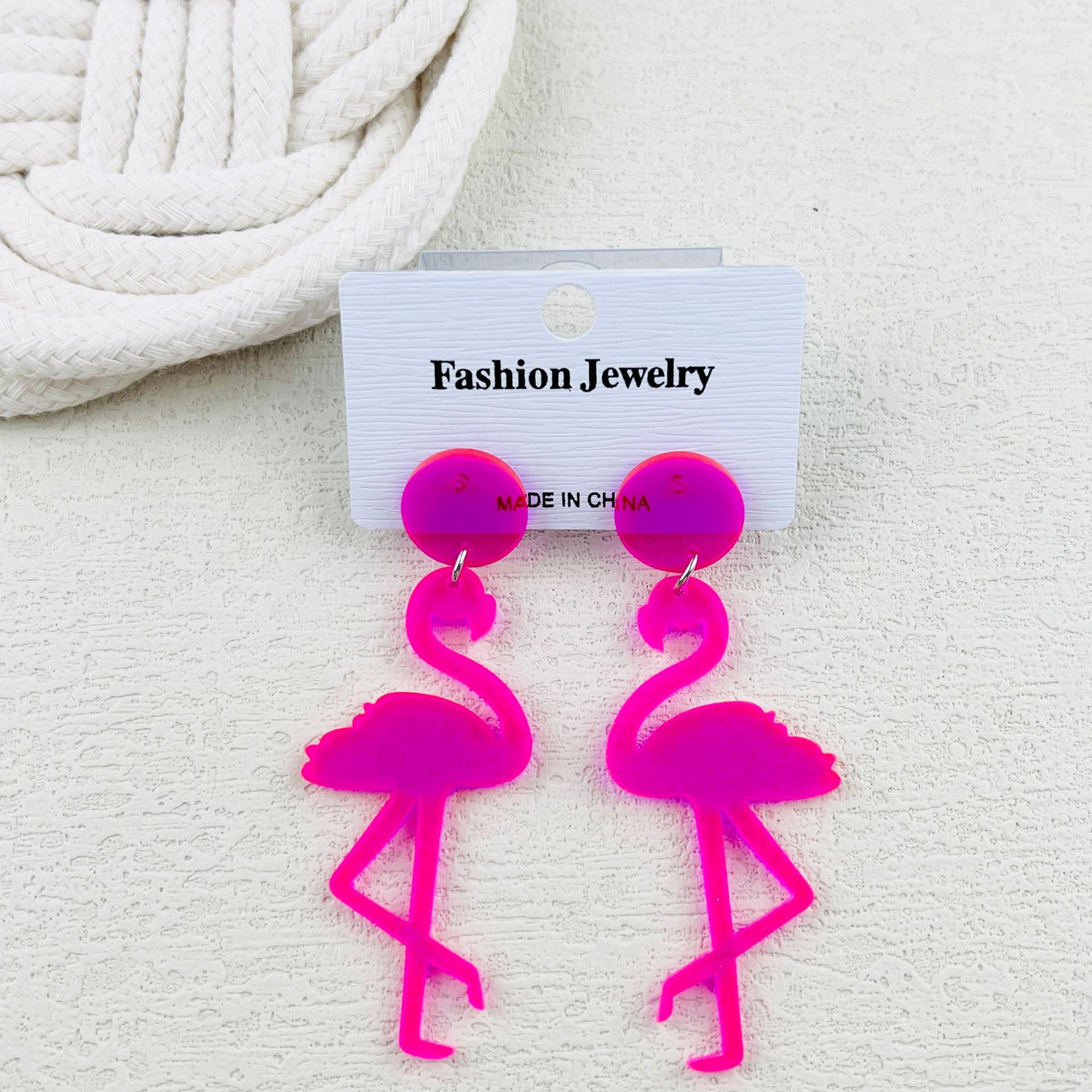 1 Pair Cute Simple Style Flamingo Arylic Drop Earrings display picture 2