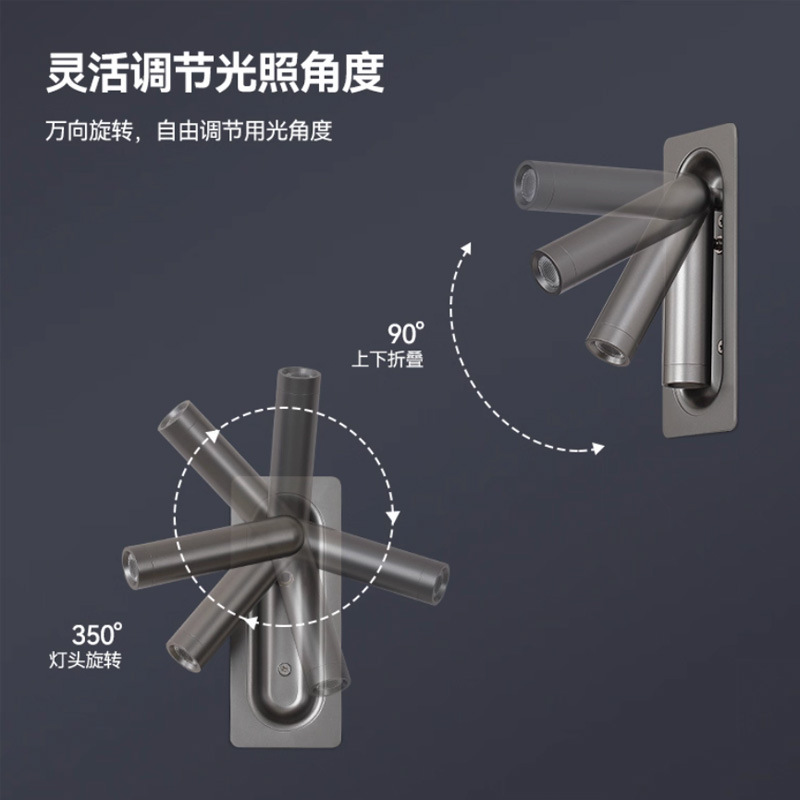 亚朵全季酒店床头阅读壁灯嵌入式壁灯卧室可旋转装饰可调角度射灯|undefined