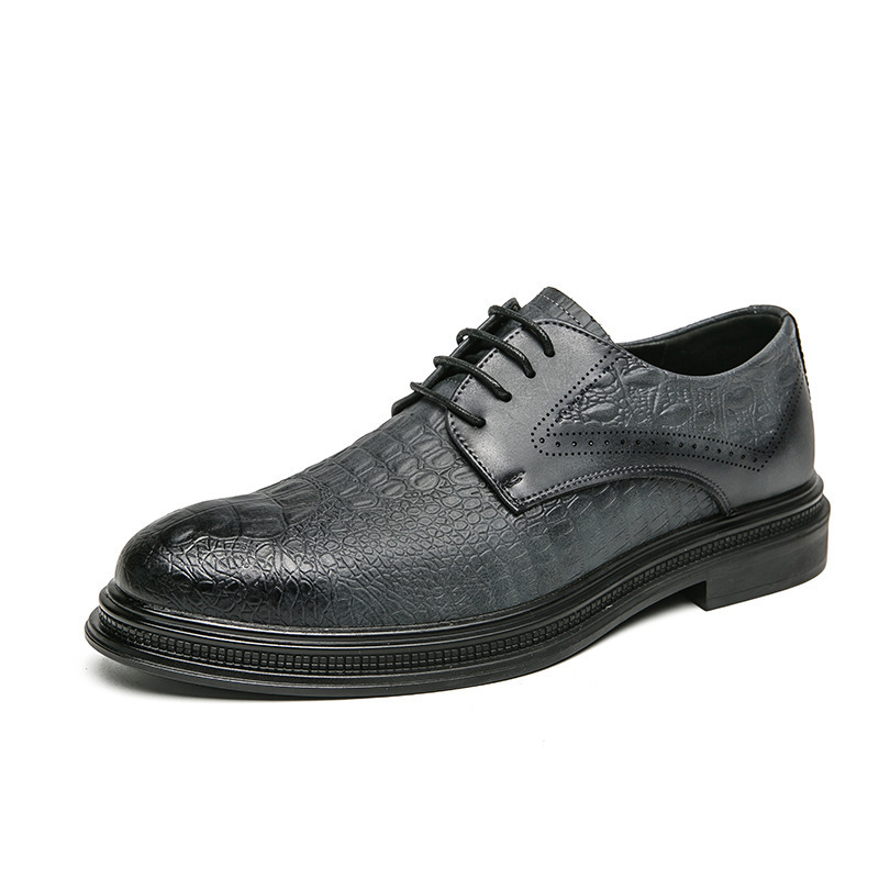 2024 otoño inglés ropa de negocios casual zapatos de piel de vaca con patrón de cocodrilo zapatos de cuero puntuales zapatos de estilo de hombre image 9