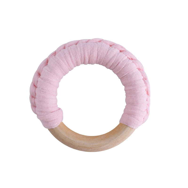Bebé de madera mano ejercicio agarre juguete nuevo hecho a mano algodón cuerda tejida niños molar juguete mordedor