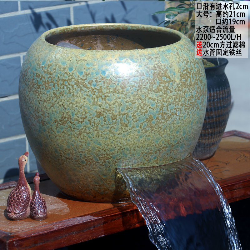 养鱼过滤切割流水罐循环增氧净水陶瓷流水缸古法养鱼小号流水中式|undefined