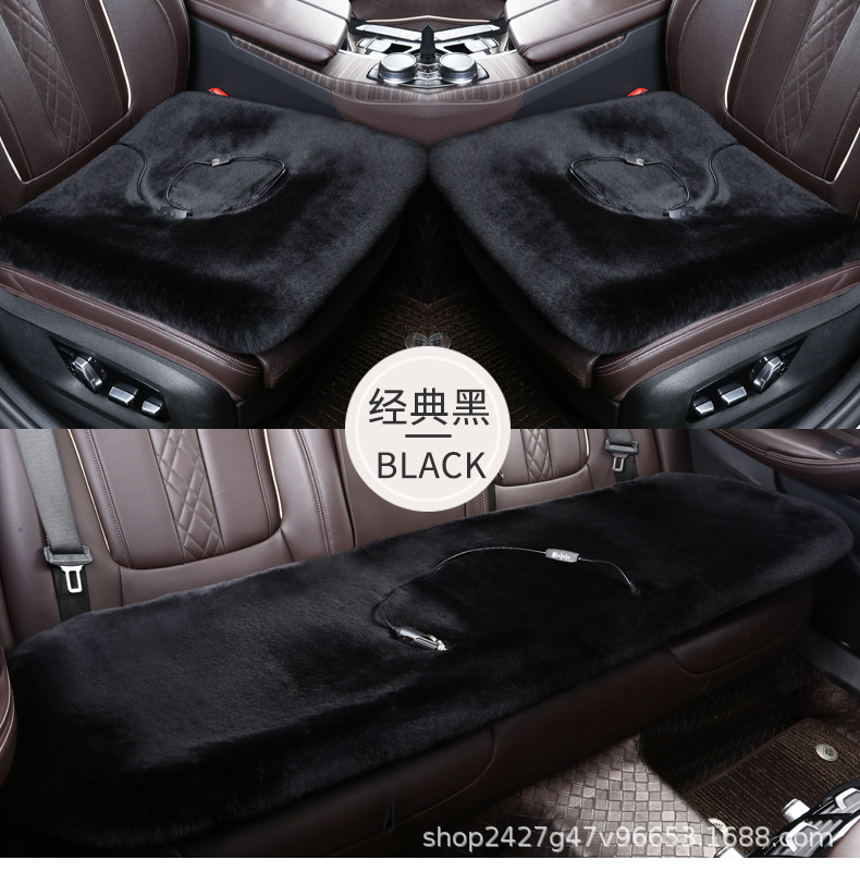 Wholesale car heating cushion winter rabbit plush seat cushion warm thick square cushion speed thermoelectric heating car seat cushion