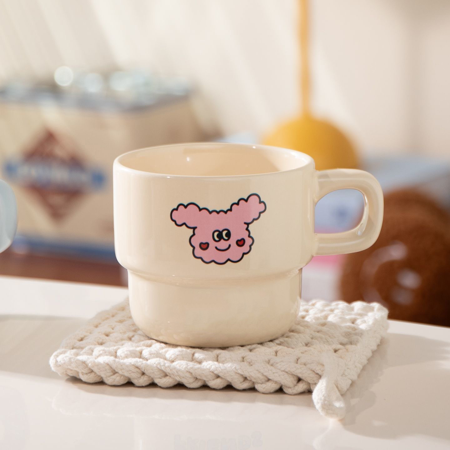 Tazas apilables de colores, tazas de cerámica, tazas de café de dibujos animados, tazas para parejas, tazas de cerámica con logotipo personalizado