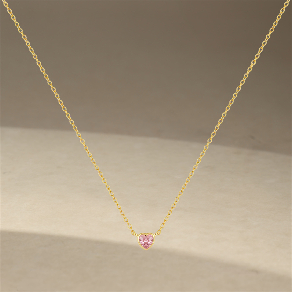 1 Piece Quantity 925 Sterling Silver Zircon Plating Inlay Heart Shape Necklace