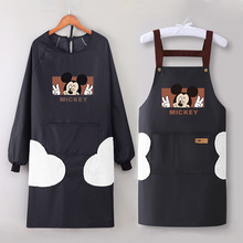卡通围裙女冬季长袖防水防油工作服家务logo上班罩衣家用厨房