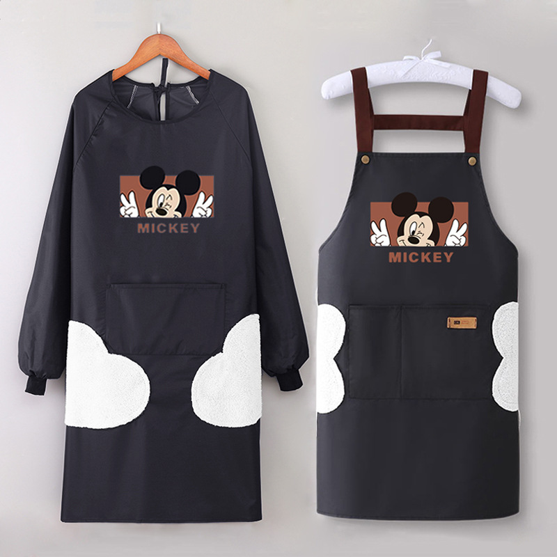 Cartoon Apron Women's Winter Long-Sleeved Waterproof and Oil-Proof Work Clothes Housework Logo Work Coveralls Home Kitchen Cartoon Apron Women's Winter Long-Sleeved Waterproof and Oil-Proof Work Clothes Housework Logo Work Coveralls Home Kitchen