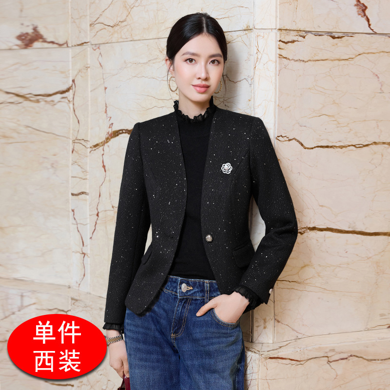 无领高端气质秋季洋气女装女士短外套女气质新款高级感小个子8187|undefined