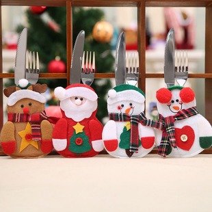 Cross-border Specialty Christmas Decorations Christmas Table Decorations Christmas Tableware Sets Santa Claus Snowman Cutlery Sets