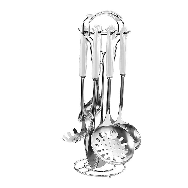 Nórdico engrosada cuchara de sopa de acero inoxidable colador olla pala cerámica utensilios de cocina de siete piezas Set de regalo