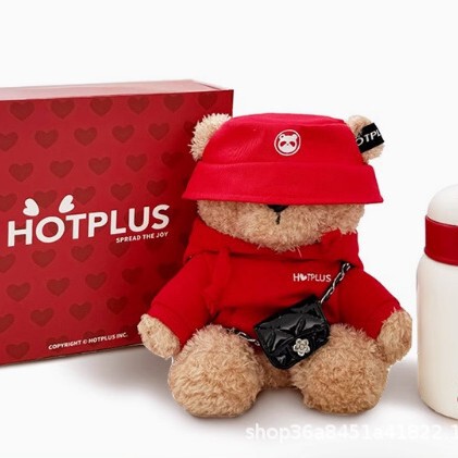 HOTPLUS スウェットシャツ クマ 魔法瓶カップ 女性 かわいい 水 カップル 学生ポット かわいい ネットセレブ ストロー付き|undefined