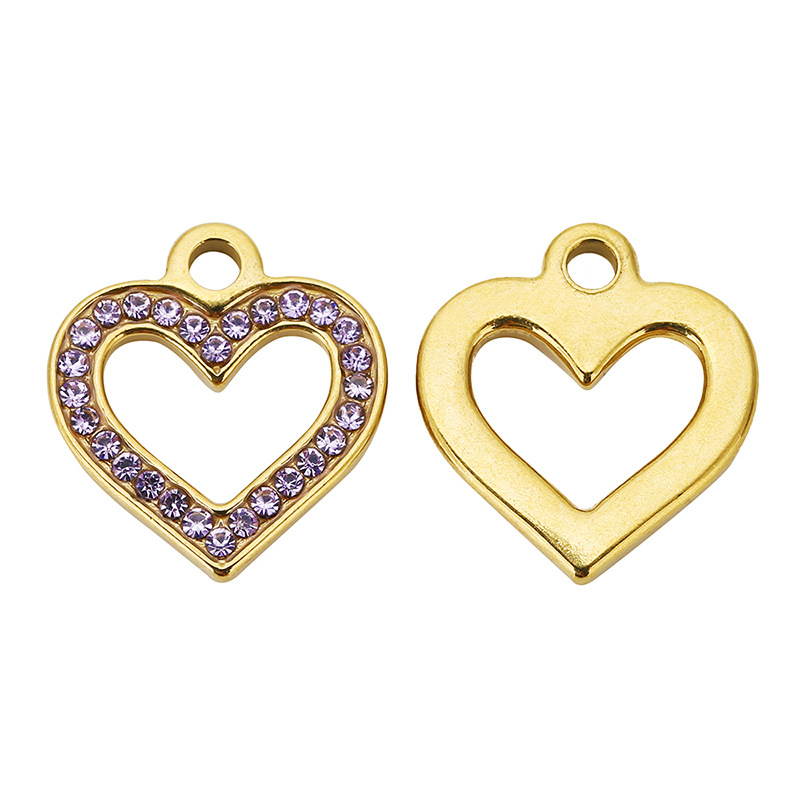 Plating Design 5 PCS/Package 304 Stainless Steel Heart Shape Pendant