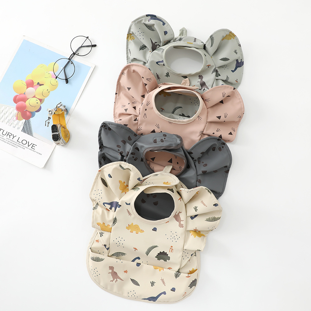 Nuevo babero de comida para bebé danés alas de Ángel babero PU impermeable babero de comida para bebé comida complementaria