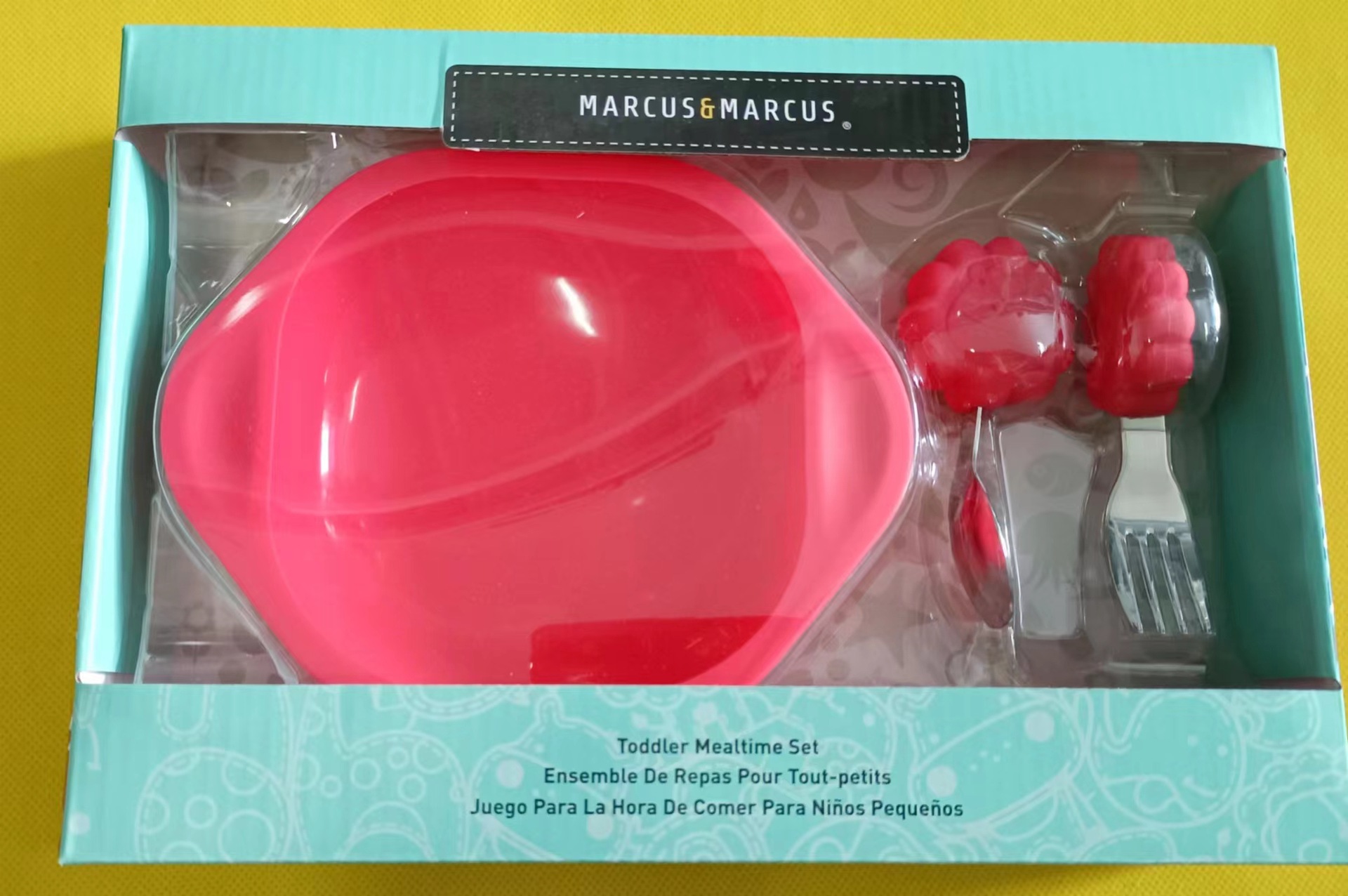 빨간 사자 포크 숟가락 그릇