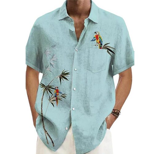 Summer AliExpress Hawaii Men's Short Sleeve Shirt Coconut Tree 3D Print Collar Casual Loose Open Shirt Wholesale
