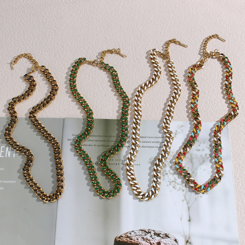 Vintage Style Geometric Stainless Steel Necklace Plating Stainless Steel Necklaces