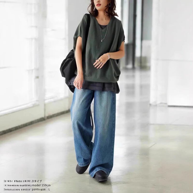 No Bloated Arm Skinny All-Match 2025 Japanese Brand Simple Loose V-Neck Bat Balloon Knit