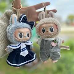 Selling Only Clothes] LABUBU College Style Baby Dress Keychain Blind Box Labubu Tulip Skirt Gentleman Beret