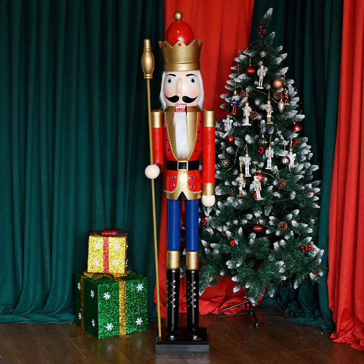 Fábrica directa de madera sólida 1.8M Hotel Hall Artesanía Decoración de Navidad 180 hombres de marionetas