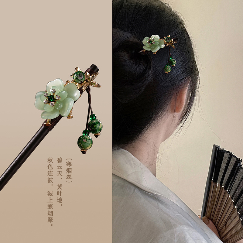 Ancient style hairpin with tassels, rocking wooden hairpin for women, imitation ebony wood decoration, hairpin, Hanfu accessories, ancient costume hairpin, hairpin