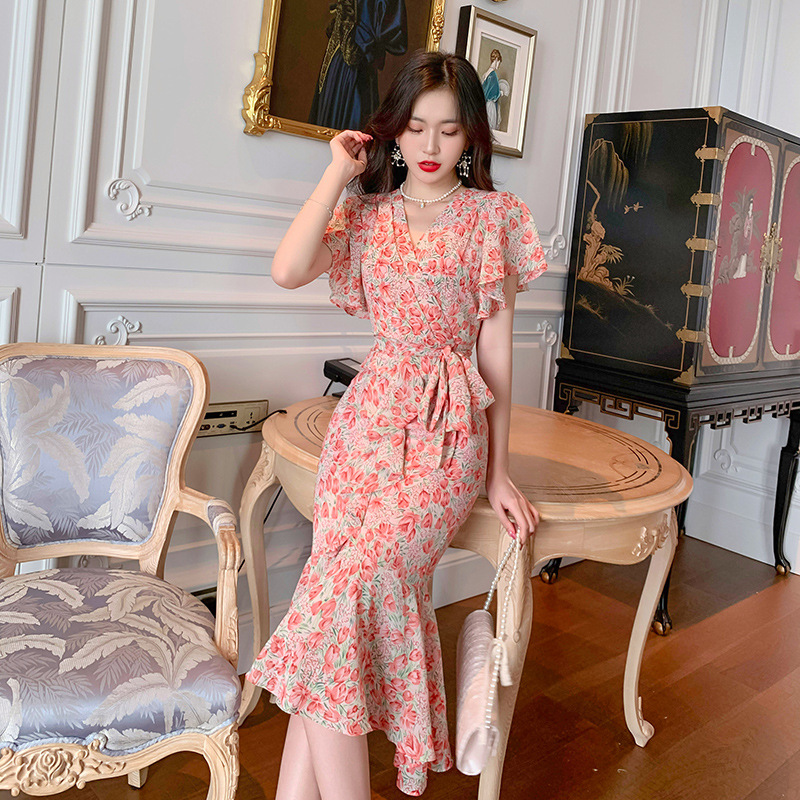 B7818 1090K VÁY ĐẦM LIỀN THÂN DÁNG DÀI NỮ CHOTDNG MÙA HÈ KIỂU ĐUÔI CÁ THỜI TRANG NỮ VẢI VOAN G03 SẢN PHẨM MỚI