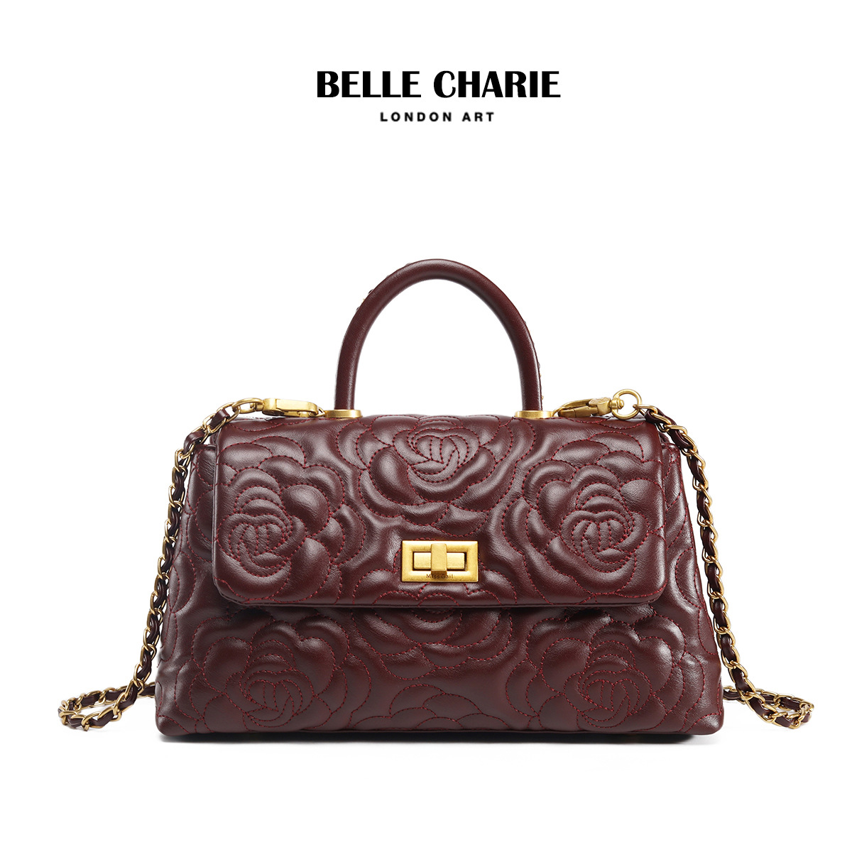 跨境热卖秋冬新款山茶简约优雅时尚大方气质手提包单肩斜跨链条包