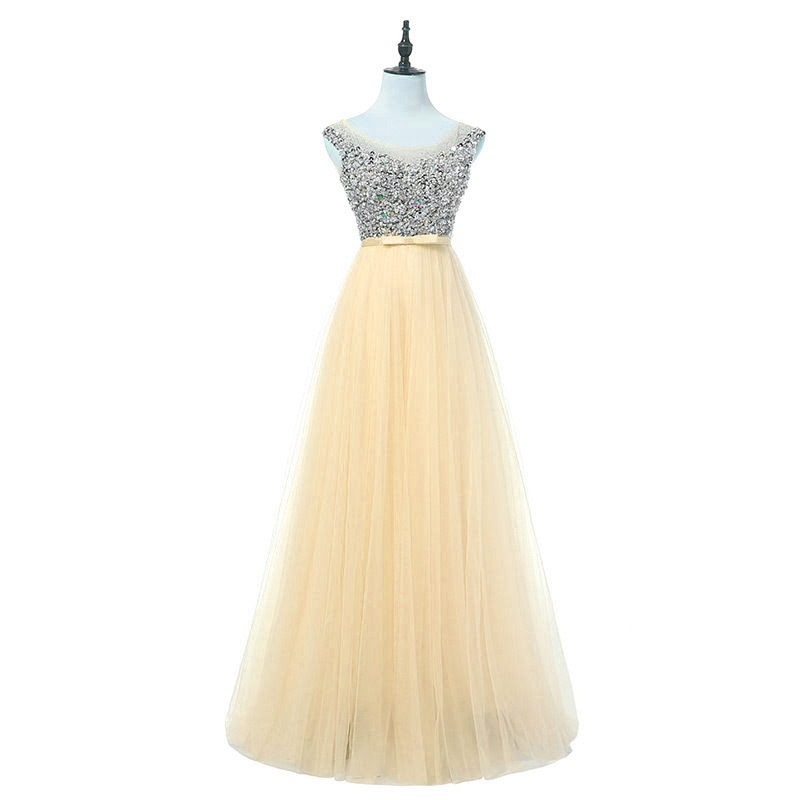 Comercio exterior de Europa y América Amazon AliExpress deseo vestido de noche de las mujeres vestido de novia con cuentas vestido de banquete sin mangas de la industria pesada
