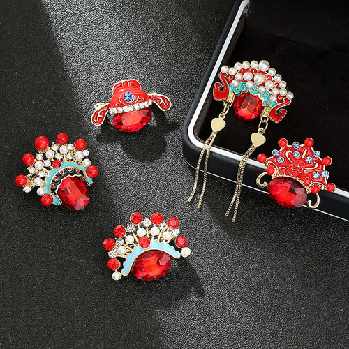 Chinese style Peking opera tiara, female and male roles for couples, retro rubber brooch, lapel pin badge