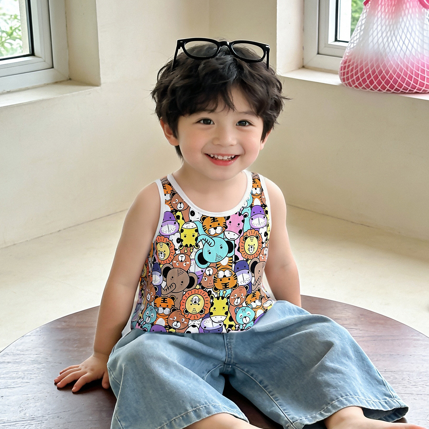 Children's Summer 2026 New Style Cute Comfortable Baby Vest with Cartoon Belly Coverage Sleeveless
