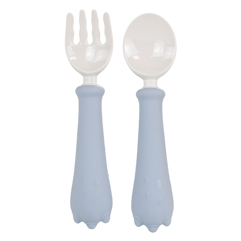 공룡 PPSU 긴 손잡이 포크 스푼-라이트 블루