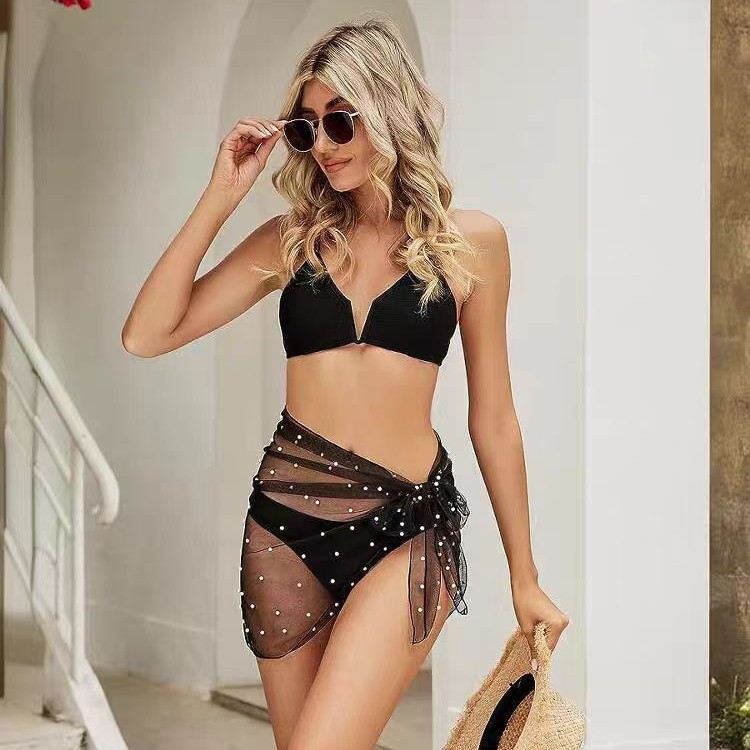 Comercio exterior triangular toallas de playa de perlas sexuales bikini camisa de baño