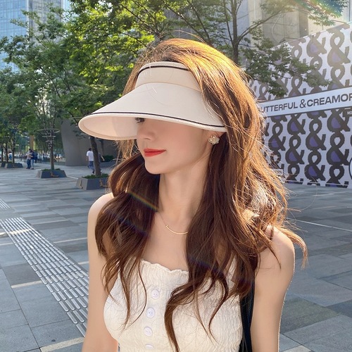 UPF50+ sun protection hat empty top women's summer cycling anti-UV UV sun hat versatile large brim folding sun hat