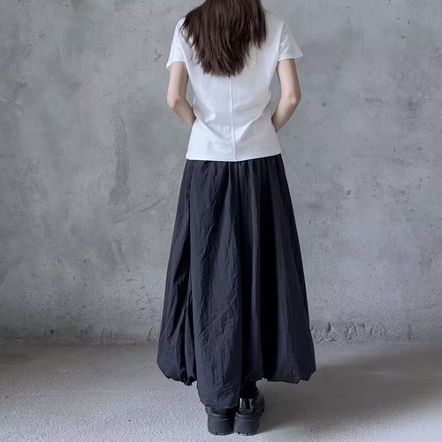 Yohji Yamamoto Black Bouquet Semi-Body Skirt for Women, Niche Design Long High-Waist Functional Wind A-line Puff Umbrella Skirt