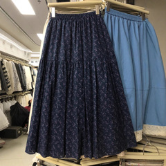 森系減齢青紫色砕花スカート女春夏レトロ傘スカート高腰痩せデザイン感a字スカート