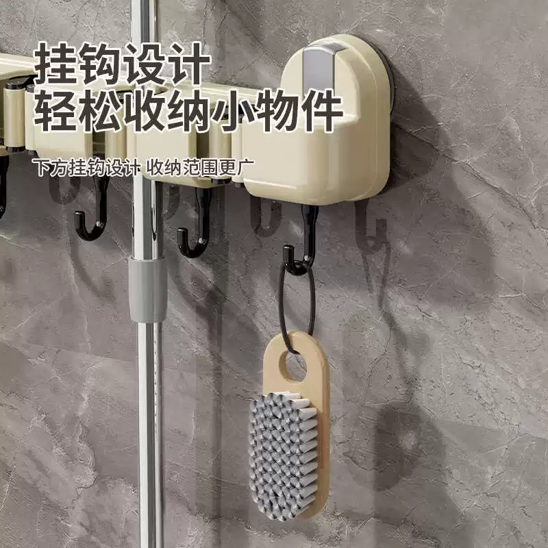 Porch -free suction cup trailer hook hook bathroom bathroom wall storage broom mop wall hanging multi -function hanging frame