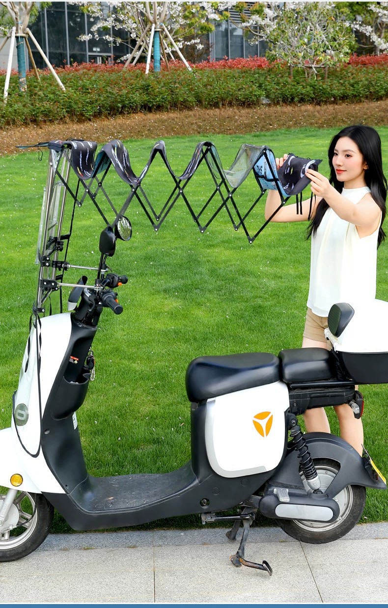 New detachable electric motorcycle rain cover, sun protection and windproof umbrella for electric vehicles, specially designed for storm protection, foldable