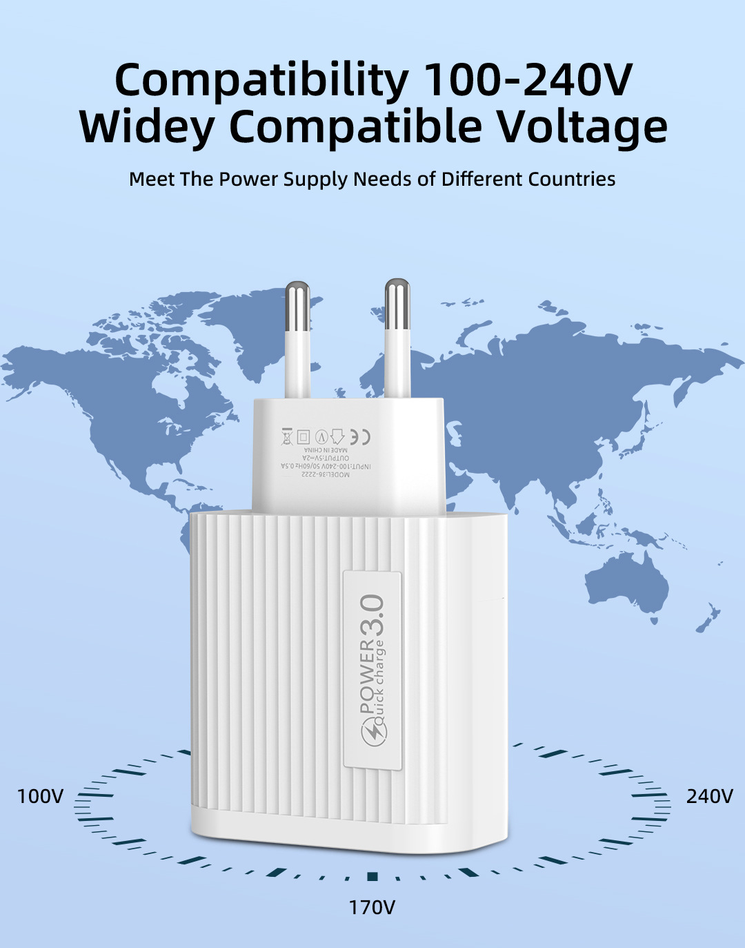 4USB Multiport 5V2.4A Mobilt hurtigopladningshoved Standard rejseoplader_voghion.com