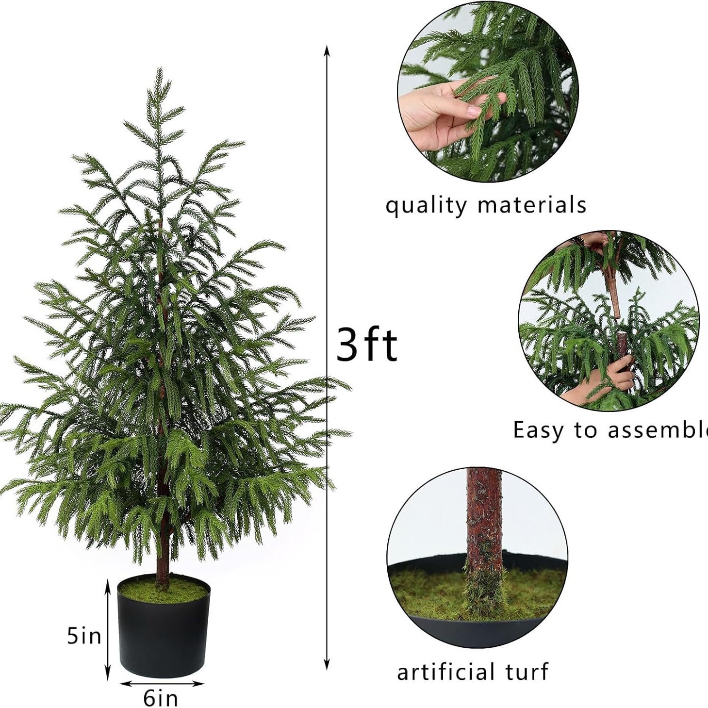 Amazon explosión 90cm puro PE Norfolk pin adornos de árbol de Navidad decoración cálida decoración doméstica