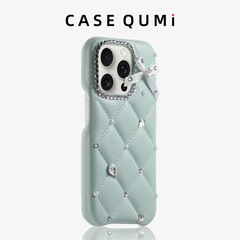 レーザー白菱格子縞ドリル蝶ネクタイリンゴ16携帯電話ケース新型iphone16セット16promax転倒防止