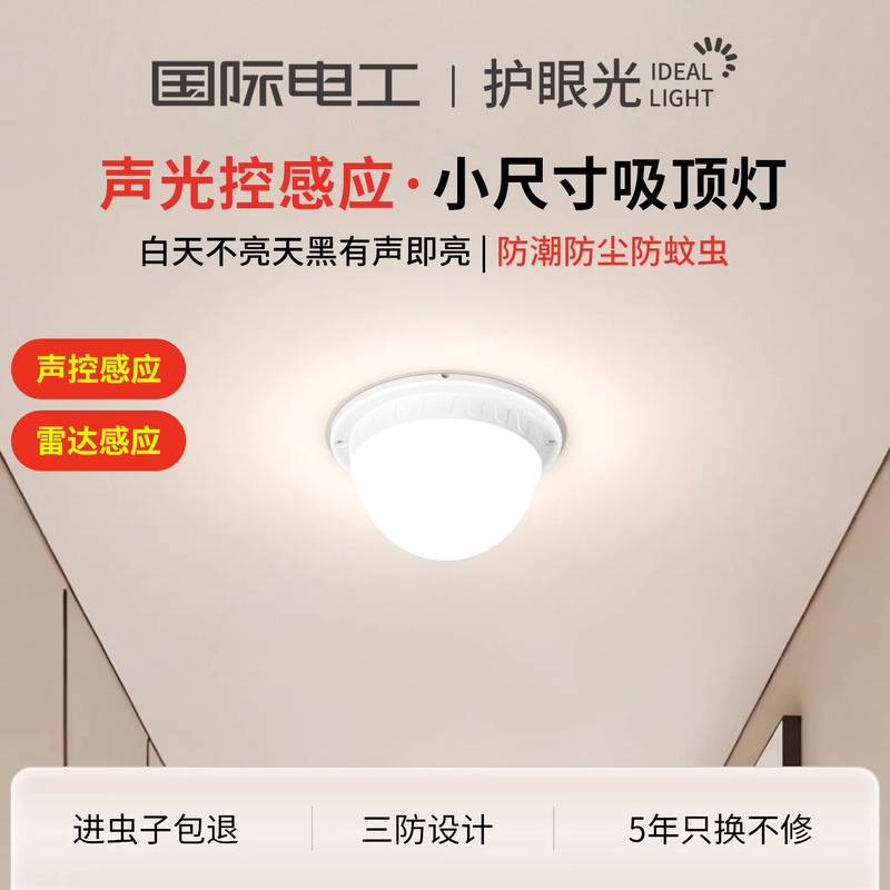 International Electric Small Size Induction Ceiling Light with Sound and Light Control for Stairs, Hallways, Entryways, and Corridors Led Home Use
