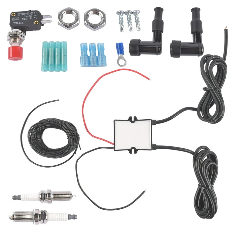 Car exhaust fire kit, dual spark plug ignition, high-voltage ignition module, car and motorcycle modification fire system