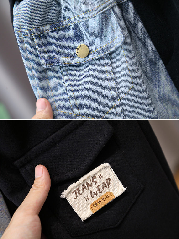5909 traje de suéter para niños 2024 otoño nueva ropa de primavera y otoño para niños Traje de dos piezas de mezclilla cool para niños
