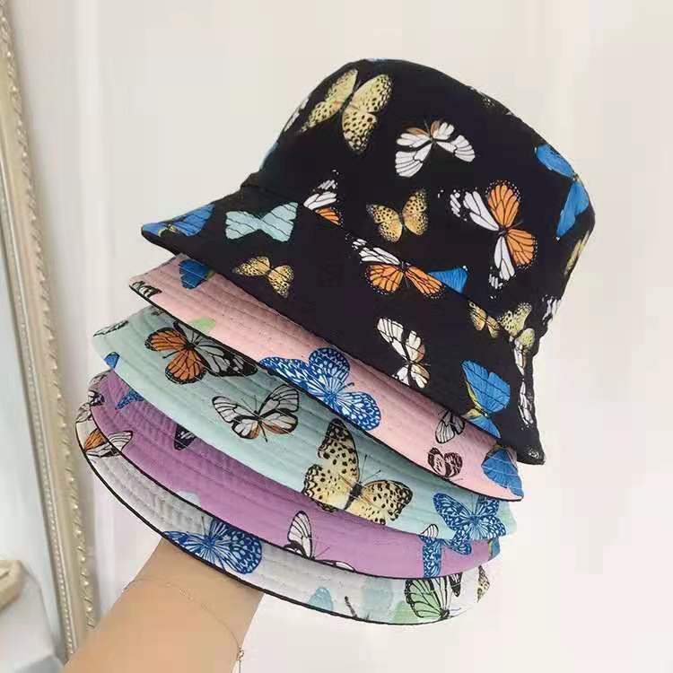 Women's Retro Sweet Pastoral Butterfly Printing Wide Eaves Bucket Hat display picture 3