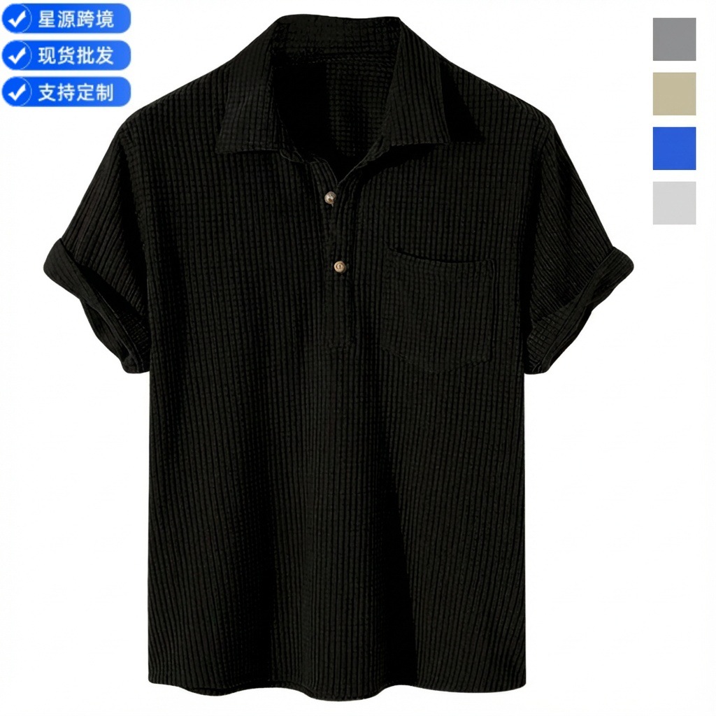 Camiseta Polo de Manga Corta para Hombre, Estilo Europeo y Americano, Primavera-Verano, Diseño de Cuadros y Bloques de Color, Informal