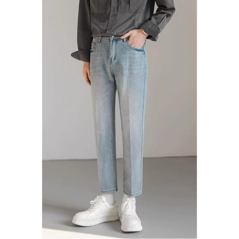2025 New Light Color Jeans Men's Trendy All-match Slant Pocket Casual Tapered Fit Straight Long Pants 2025 New Light Color Jeans Men's Trendy All-match Slant Pocket Casual Tapered Fit Straight Long Pants