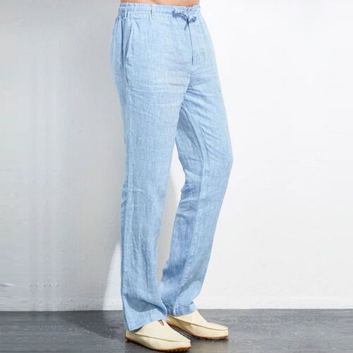 Linen Pants for Men Loose Cotton-Linen Men's Casual Straight Leg Linen Men's Summer Pants Linen Material Men's Long Pants