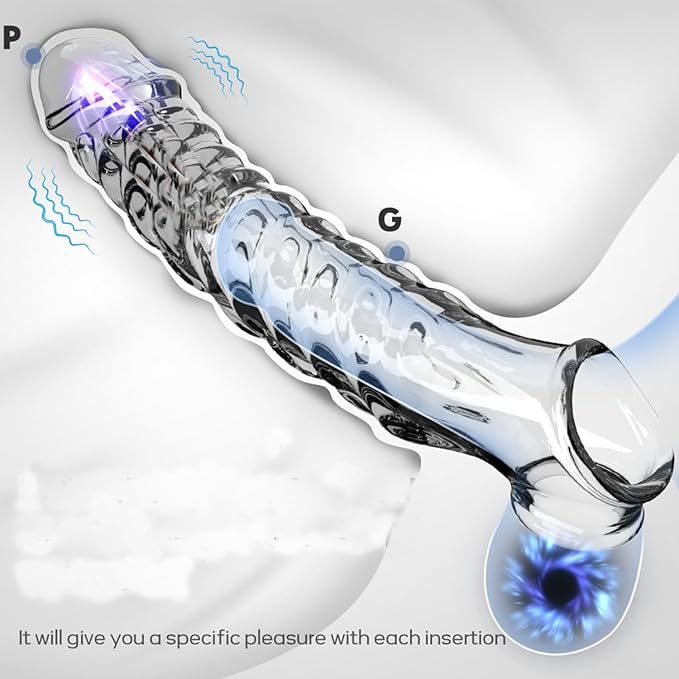 Vibrating Lock-On Penis Sleeve Extender, TPE Male Delay Sleeve, Manual Control — detail image 5