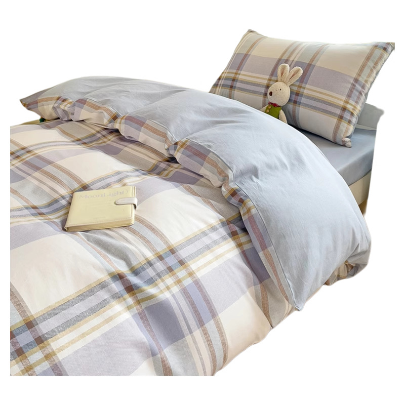 Juego de cama de dormitorio de estudiantes universitarios de tres piezas, cama individual de algodón de algodón, edredón de una sola almohadilla, un juego completo de seis piezas